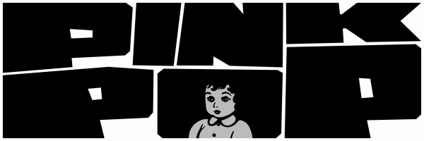 Black and white cartoon drawing of a baby with large eyes, curly hair, and a collared outfit against a plain background.