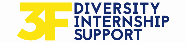 Yellow '3F' logo to the left of bold blue text reading 'Diversity Internship Support'