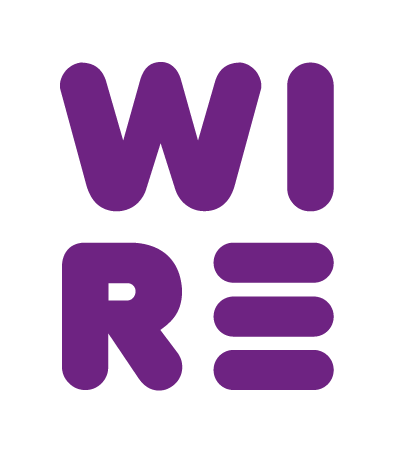 Stylized purple text spelling 